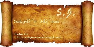 Sabján János névjegykártya